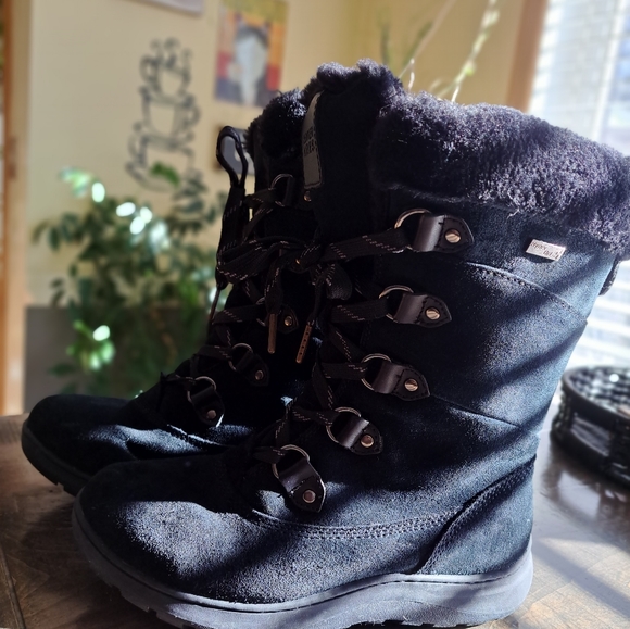 Womens Denver Hayes Black Suede Winter Boots Mid Calf Lace Up Style Size 9 - Picture 2 of 6